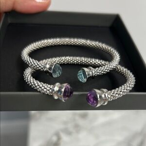 Elegant Silver Bracelet with Blue and Purple Accents